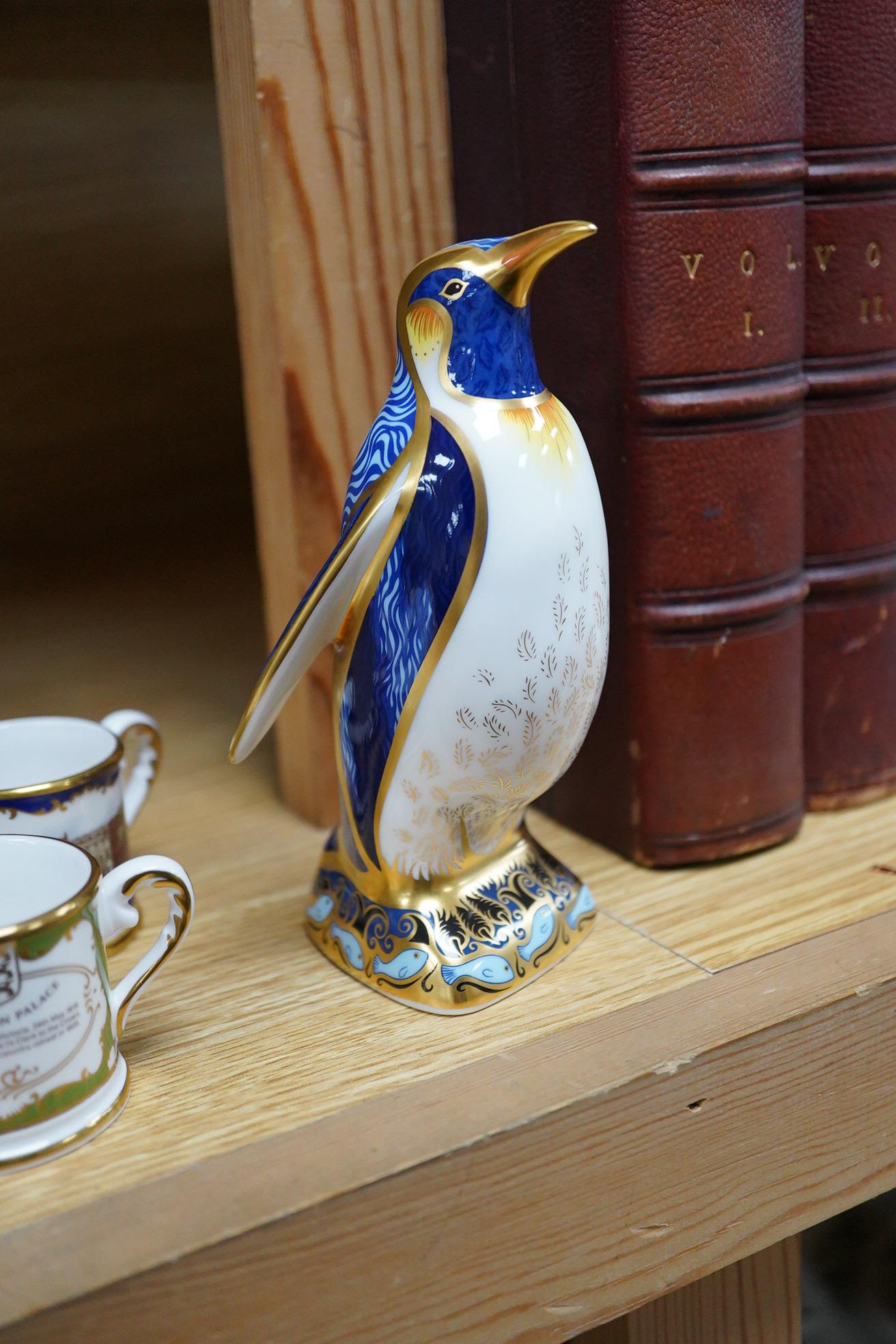 Six small Copenhagen figures, a Derby penguin and four other items